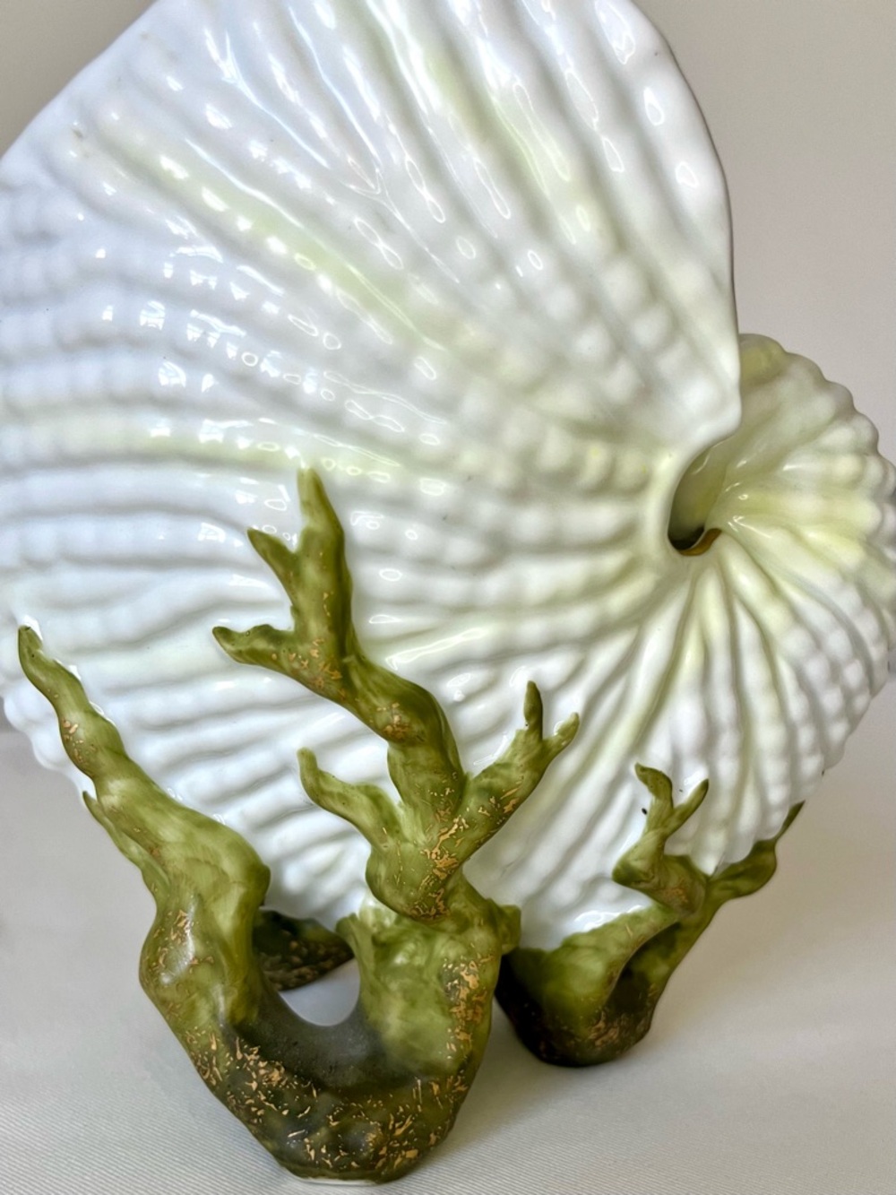 Antique Royal Worcester Porcelain Nautilus Ivory Shell Vase #23/100 - Picture 5 of 6